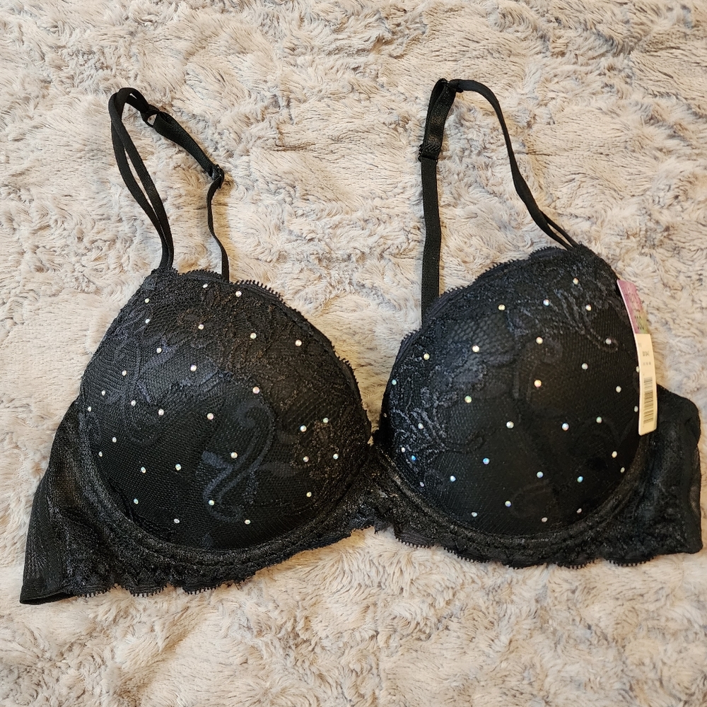 NEW Hers by Herman Push up Bra with Rainbow Jewels Women's Size 38C